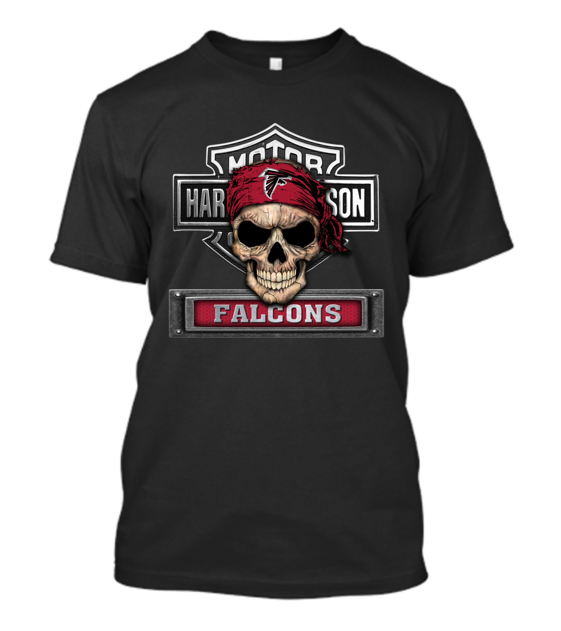 Harley Davidson Skull With Atlanta Falcons Logo And Falcons T-Shirt