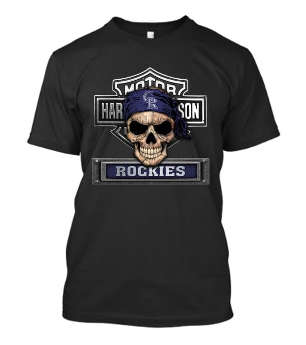 Harley Davidson Motorcycle Skull Rockies Cr Bandana T-Shirt