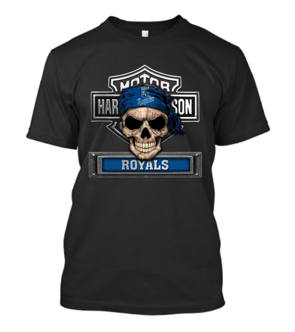 Harley Davidson Motorcycle Biker Kansas City Royals Skull Helmet T-Shirt