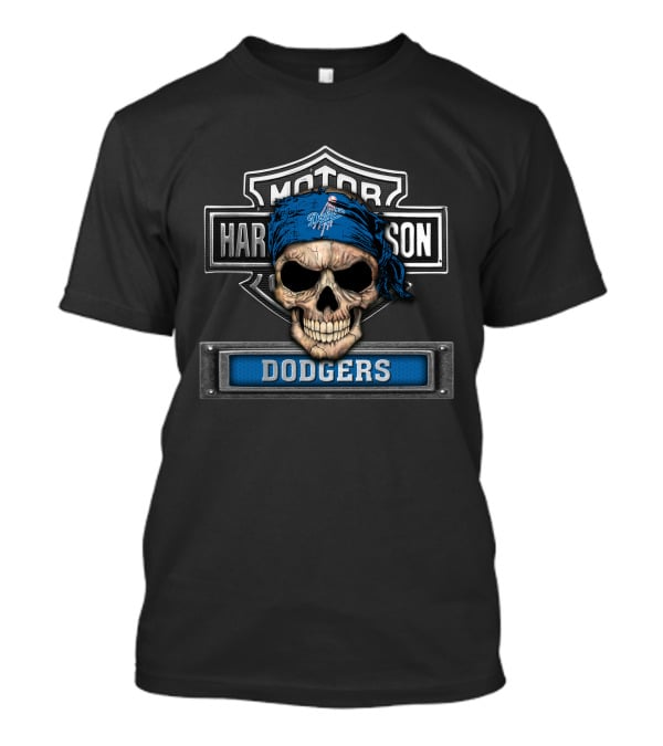 Harley Davidson Motorcycle Biker Skull Dodgers Mlb T-Shirt