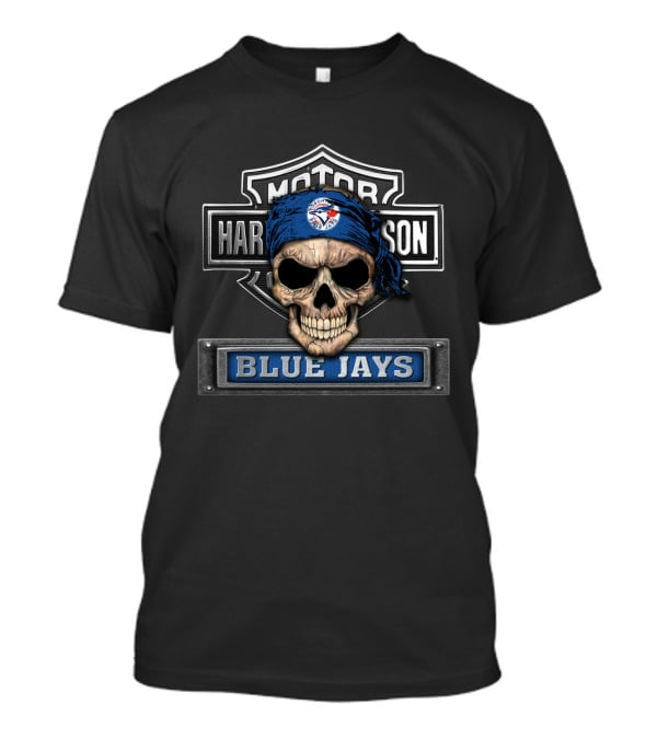 Harley Davidson Motorcycle Skull Blue Jays Bandana Mlb Toronto T-Shirt