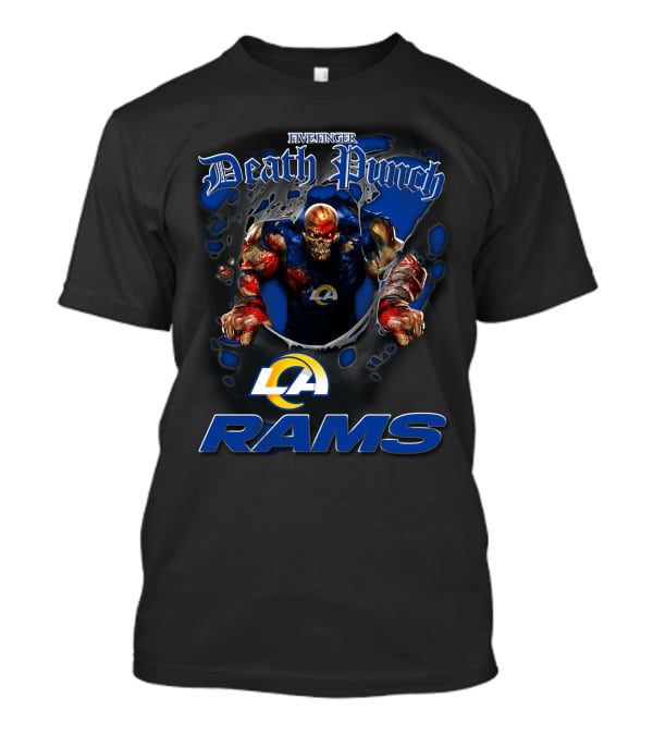 Five Finger Death Punch La Rams Harley Davidson Motorcycle Biker Nfl Los Angeles Rams T-Shirt