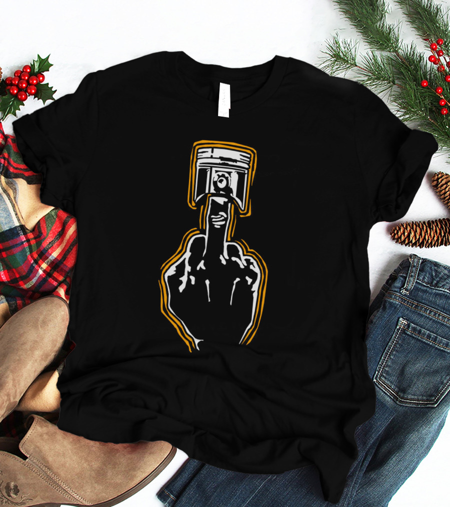 Mechanic Piston Middle Finger Gesture T-Shirt