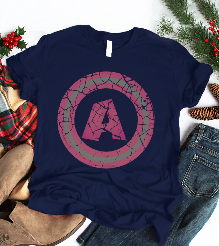 Cracked Pink And Grey Letter A With Circle T-Shirt