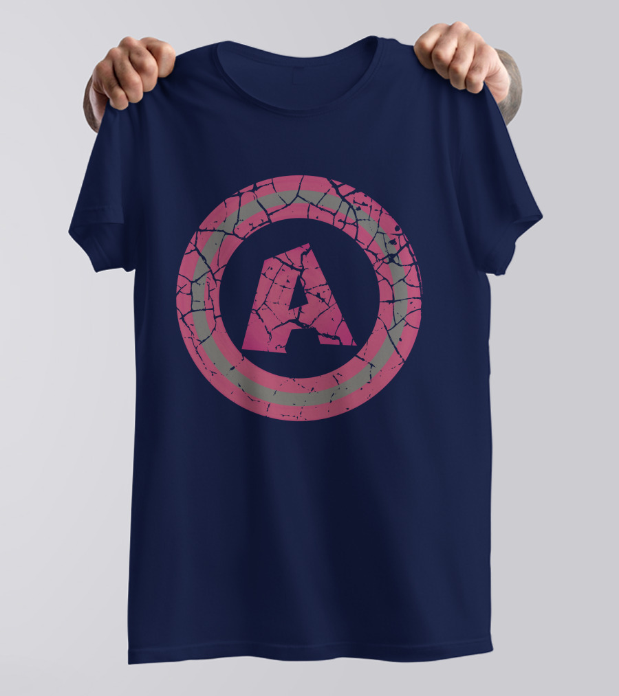 Cracked Pink And Grey Letter A With Circle T-Shirt
