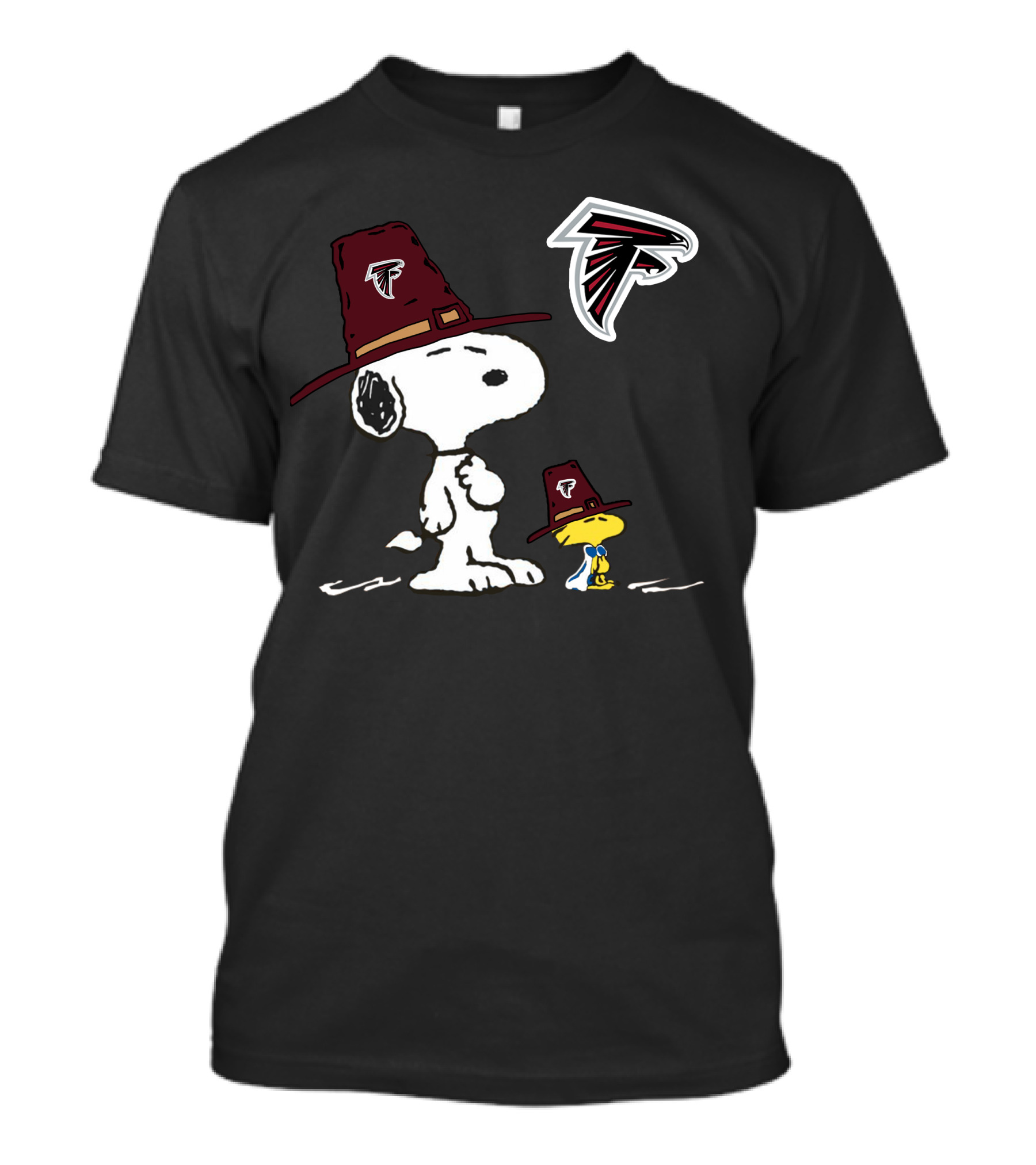 Snoopy And Woodstock In Atlanta Falcons Pilgrim Hats T-Shirt