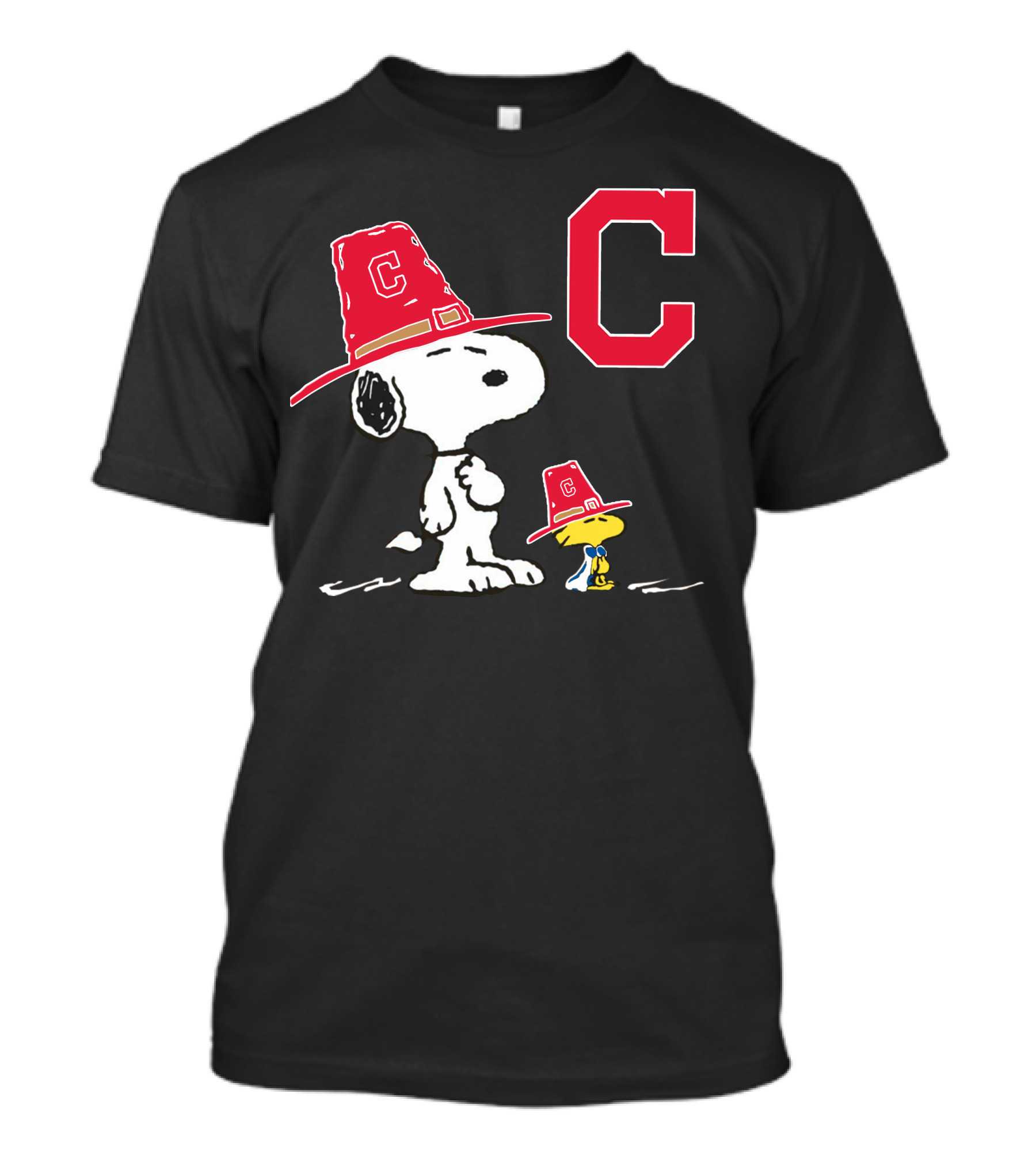 Cleveland Indians Snoopy C Logo Peanuts Hat T-Shirt