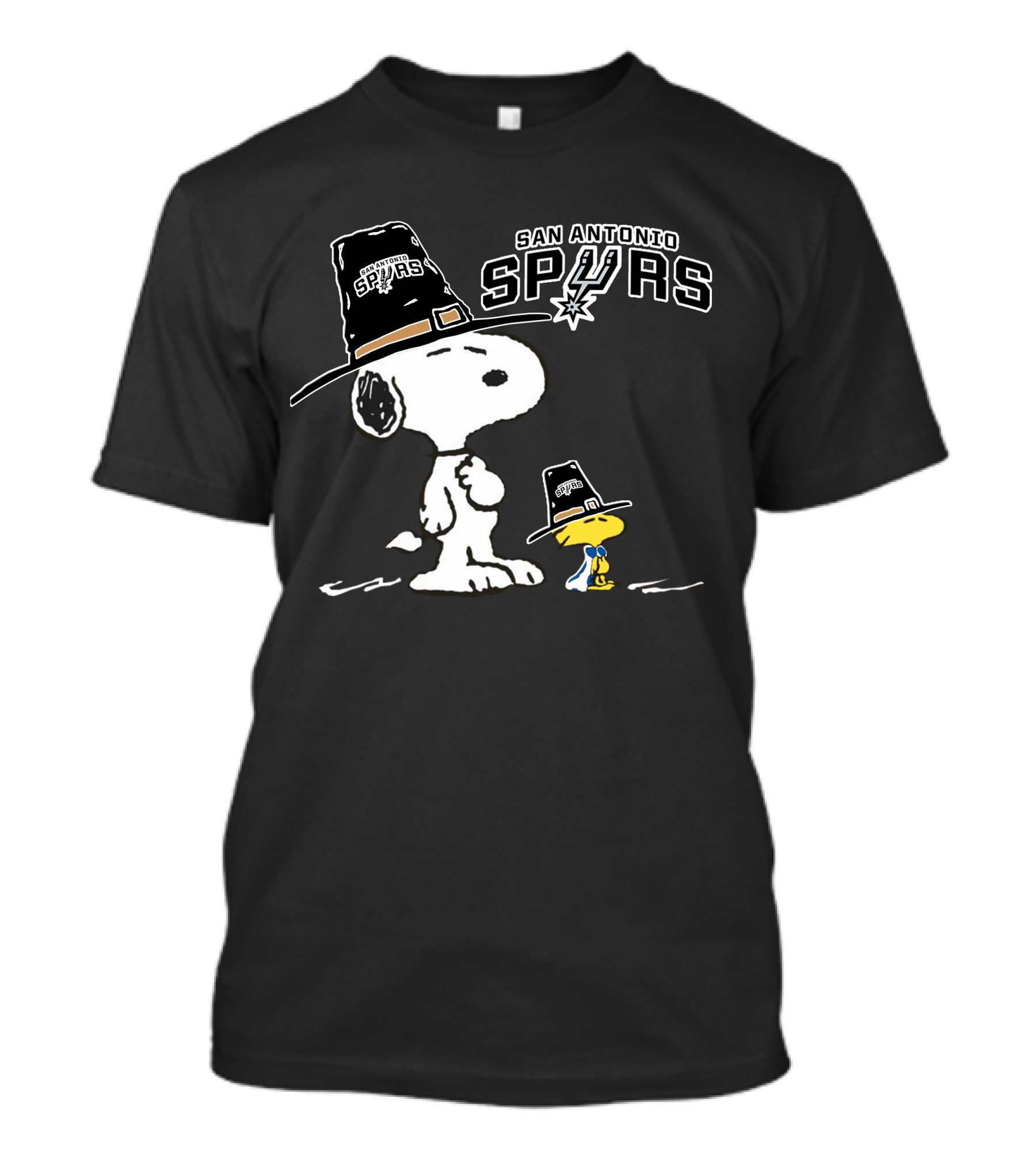 San Antonio Spurs Snoopy Woodstock Pilgrim Hats T-Shirt