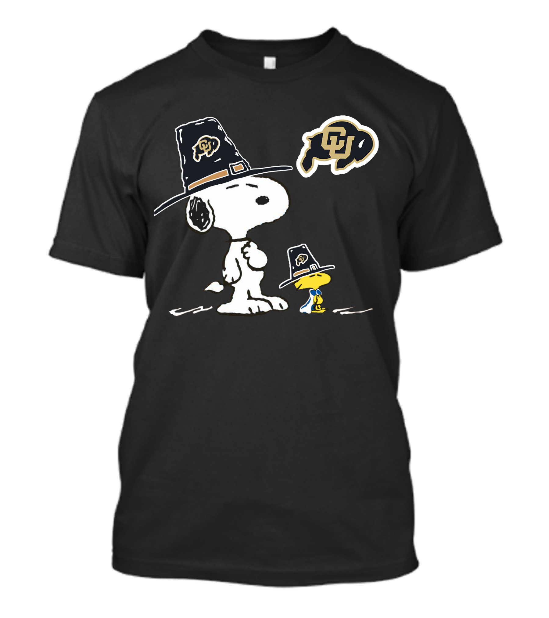 Colorado Buffaloes Snoopy Woodstock Pilgrim Hats T-Shirt