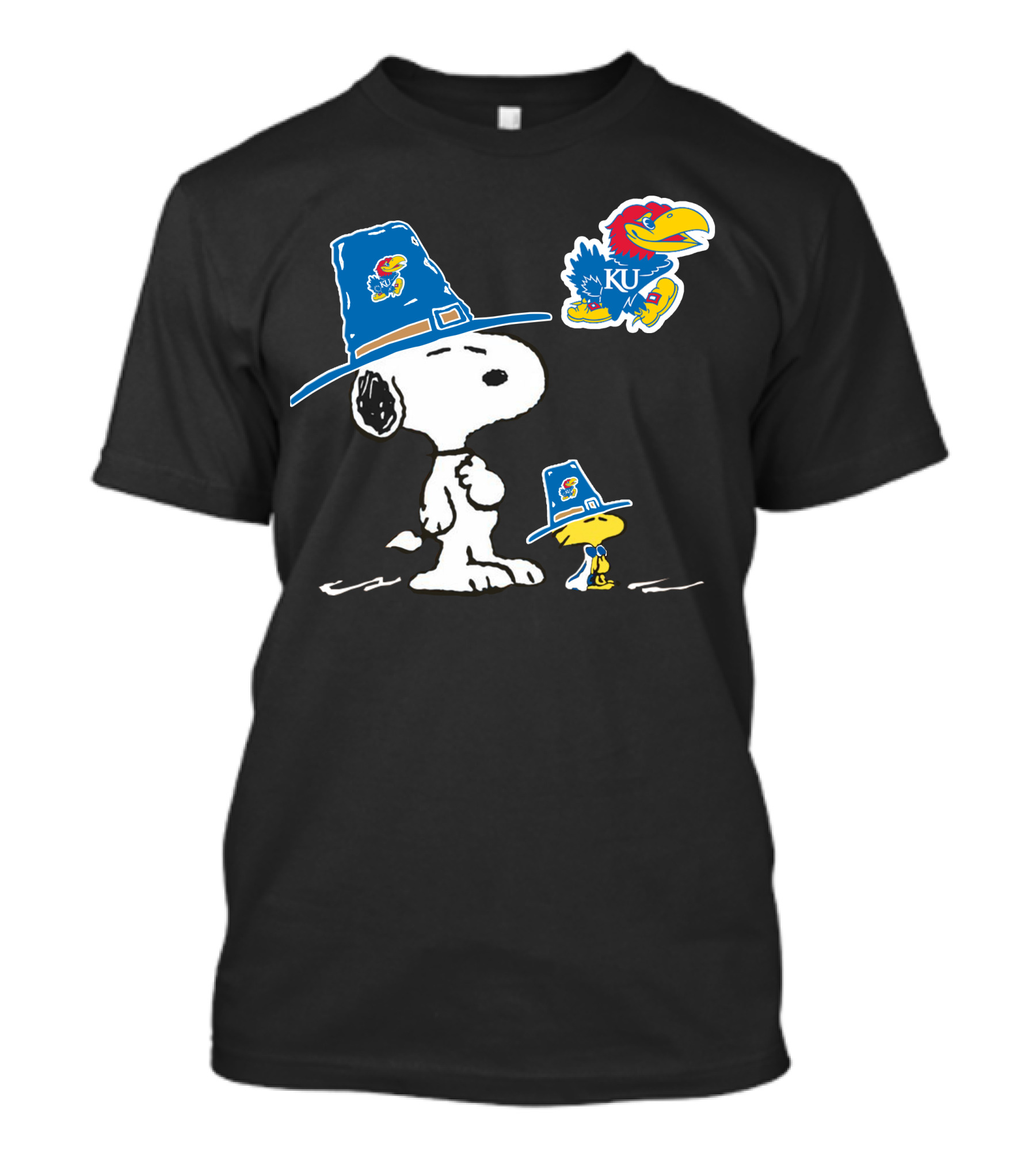 Kansas Jayhawks Snoopy Woodstock Pilgrim Hats KU Jayhawk T-Shirt