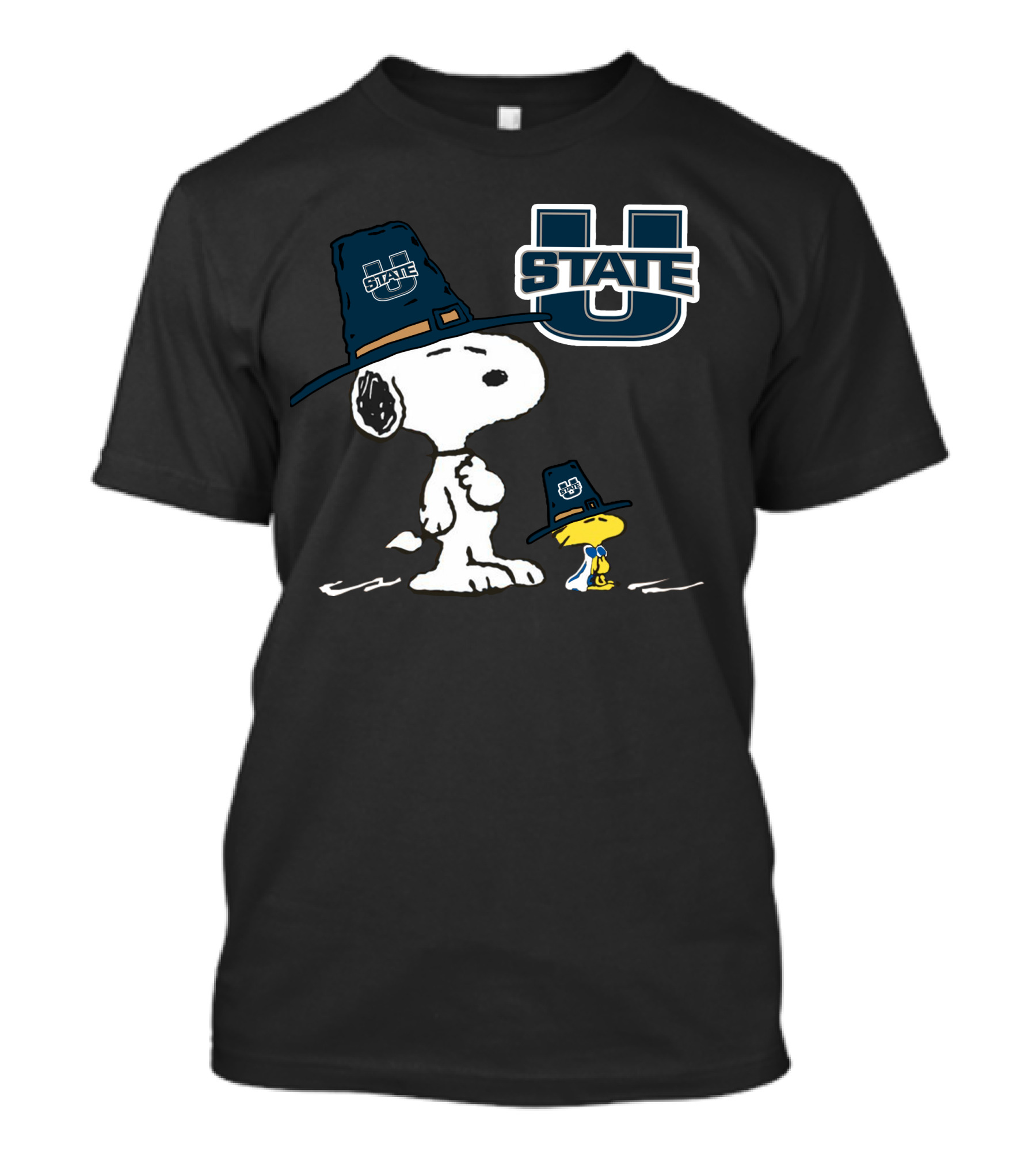 Utah State Aggies Snoopy And Woodstock In Pilgrim Hats T-Shirt