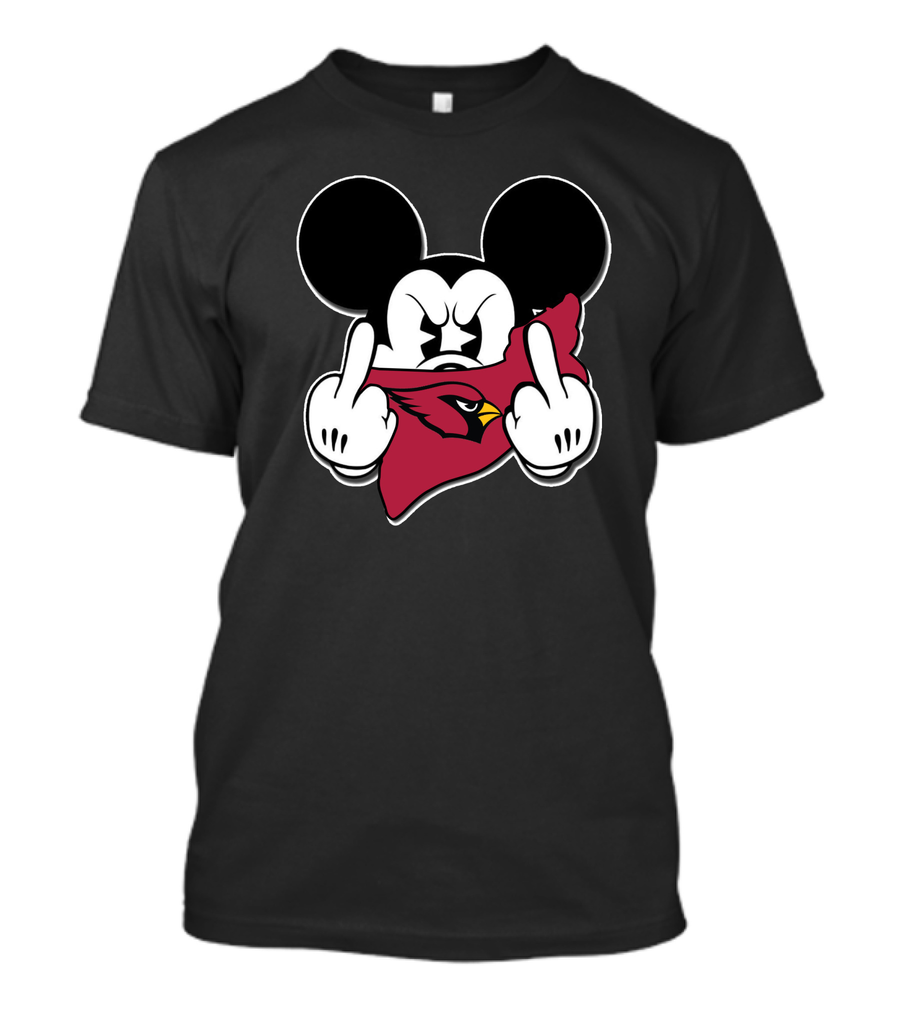 Mickey Mouse Angry Gesture With Cardinals T-Shirt