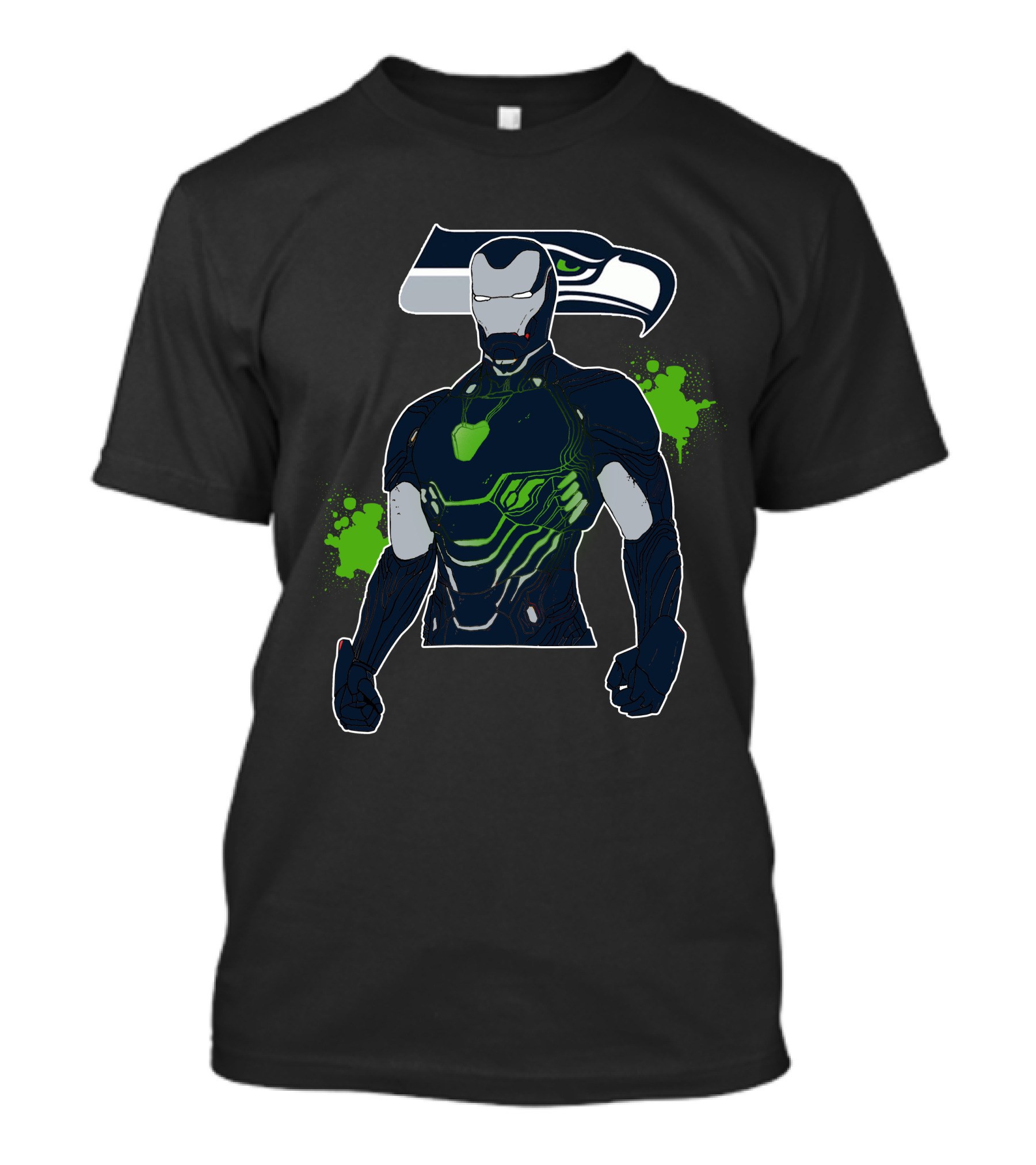 Iron Man Seattle Seahawks Fusion Football Hero Iconic Crossover T-Shirt