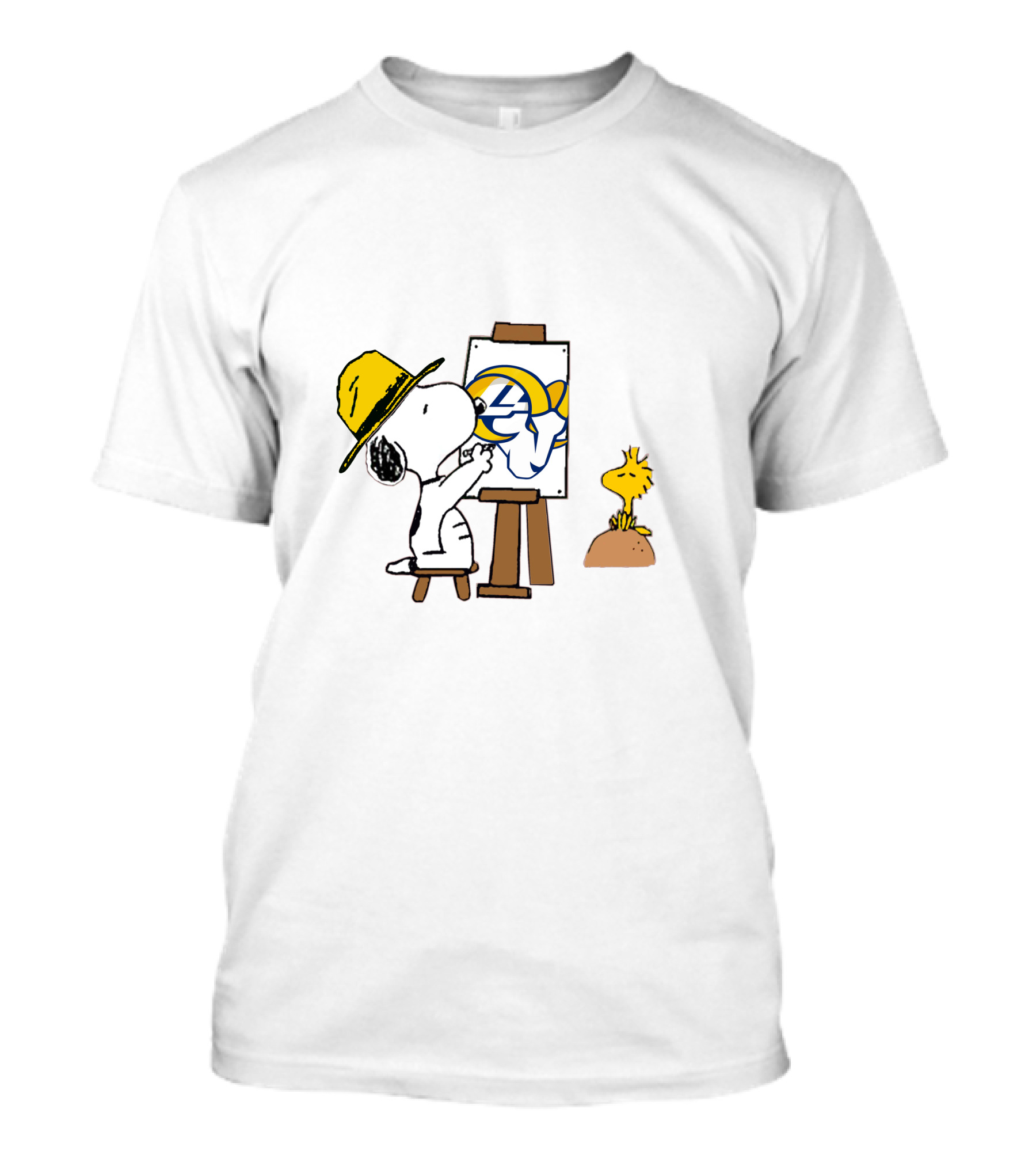 Los Angeles Rams Snoopy Painting With Woodstock T-Shirt