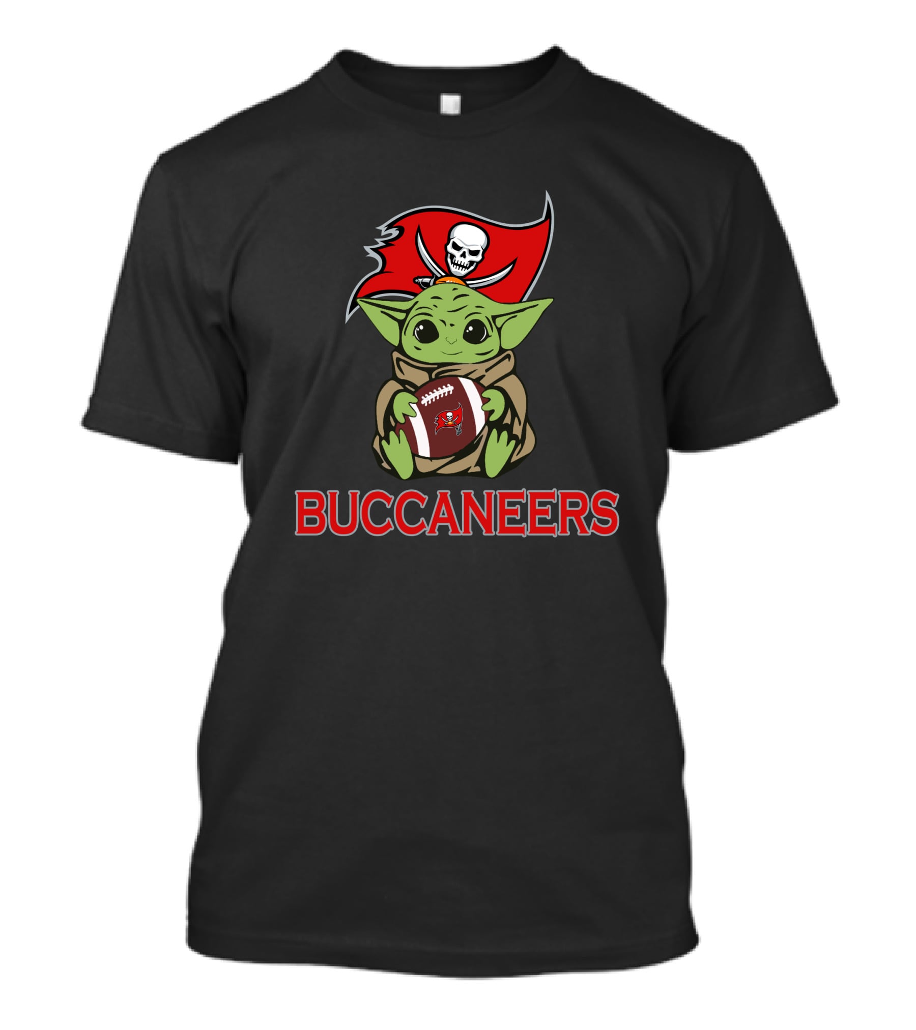 Buccaneers Baby Yoda Holding Football Star Wars T-Shirt