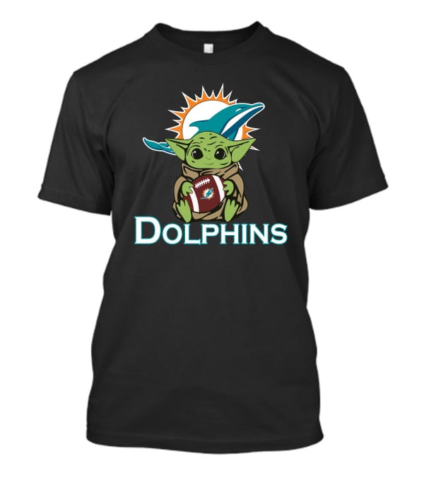 Dolphins Baby Yoda Star Wars Football Fusion T-Shirt