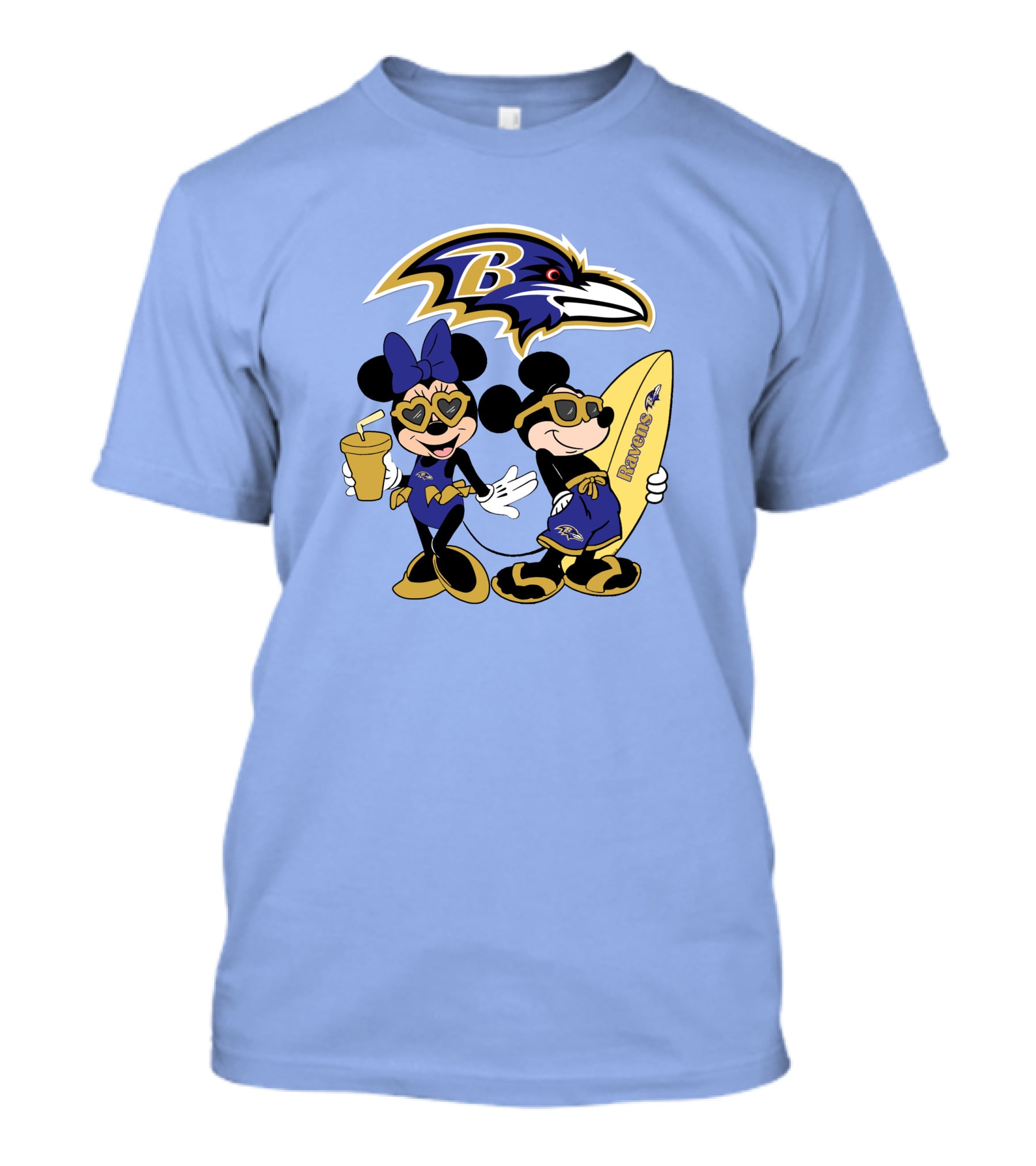 Ravens Mickey Minnie Vacation Surfing Football Fan Celebration T-Shirt