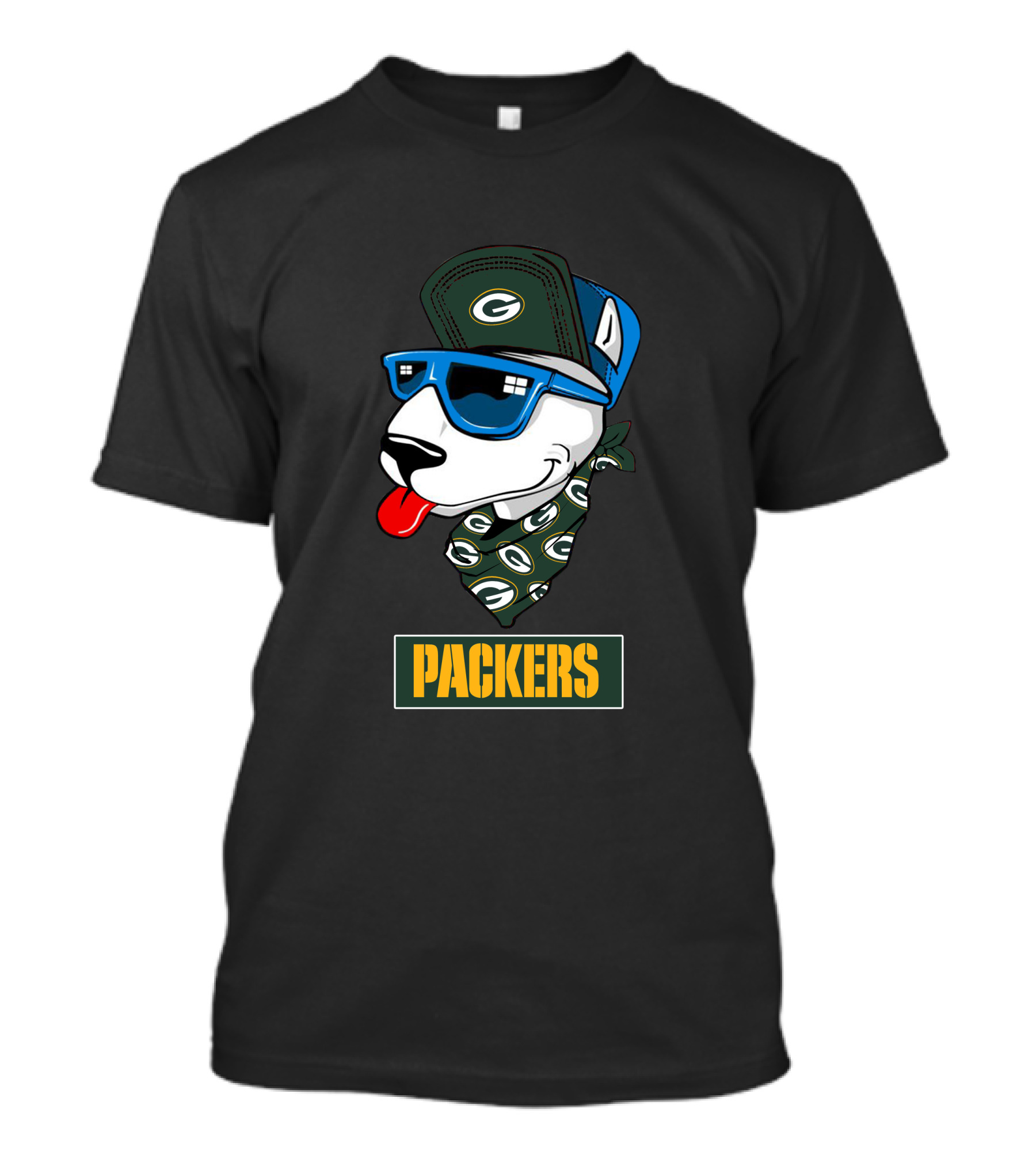 Packers Bull Terrier With Cap And Bandana T-Shirt