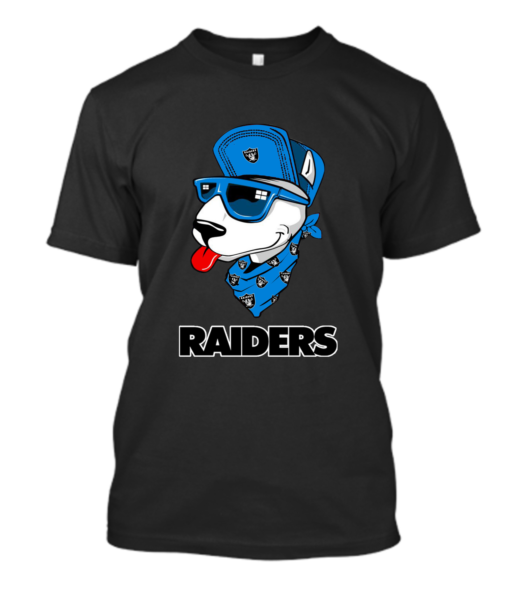 Raiders Bull Terrier Cool Blue Bandana And Cap T-Shirt