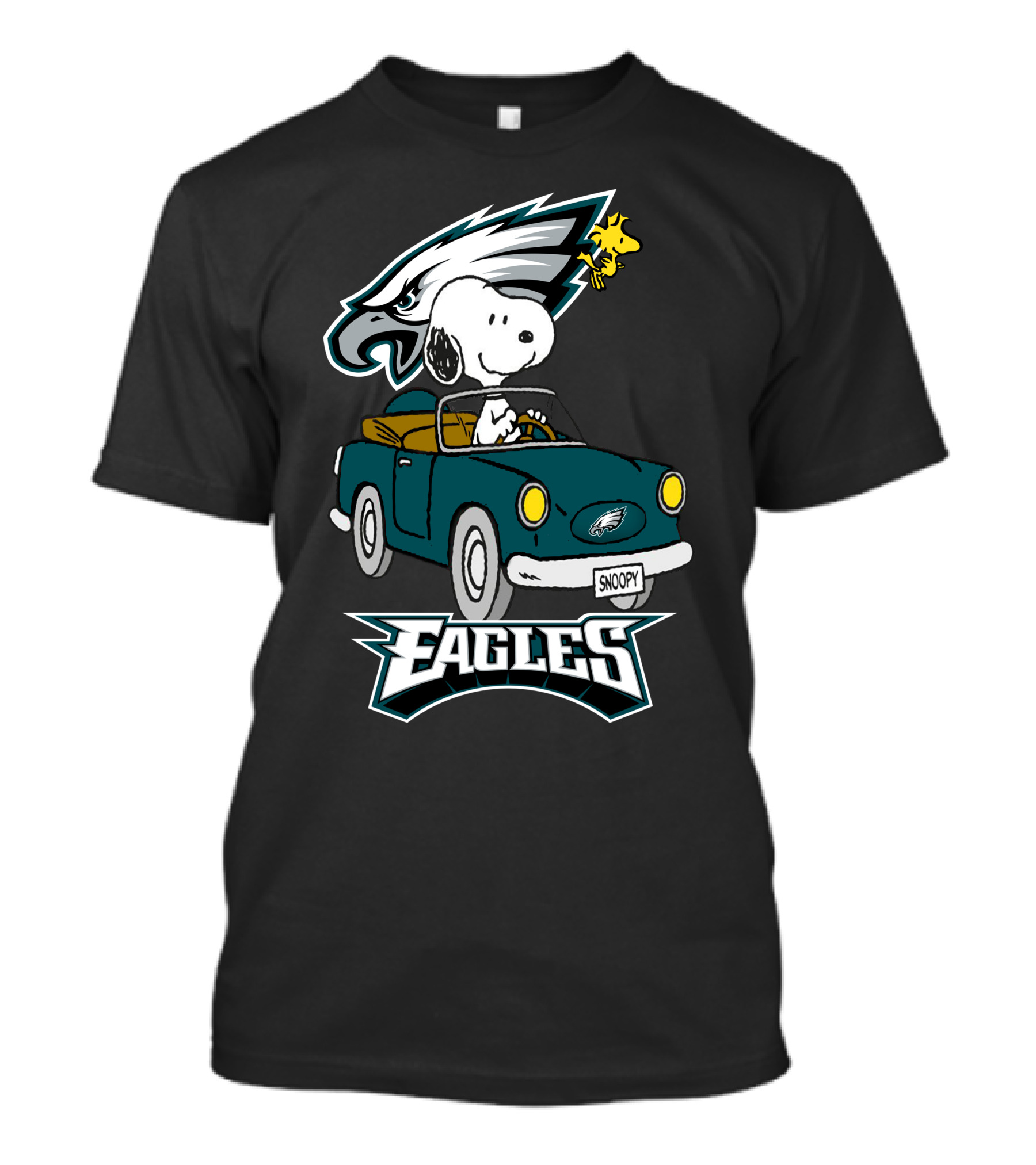 Philadelphia Eagles Snoopy Woodstock Driving Fun T-Shirt