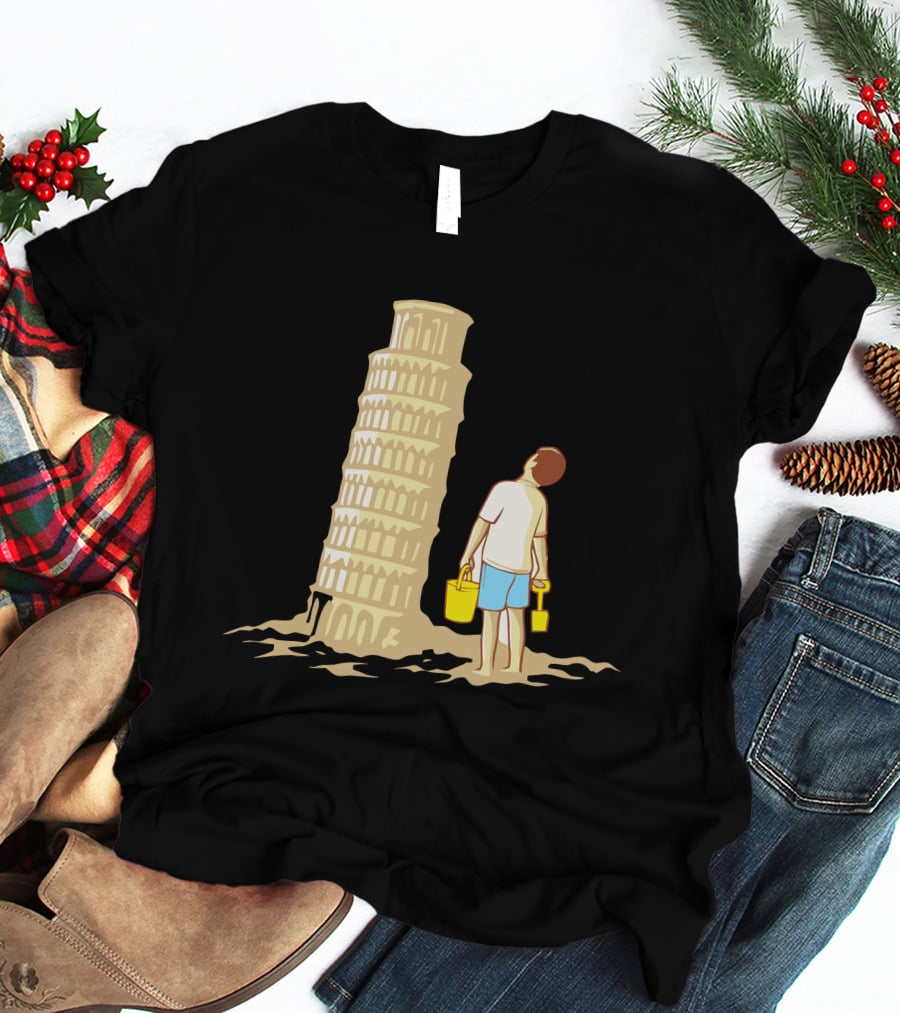 Sandcastle Builder Leaning Tower Of Pisa Summer Fun T-Shirt