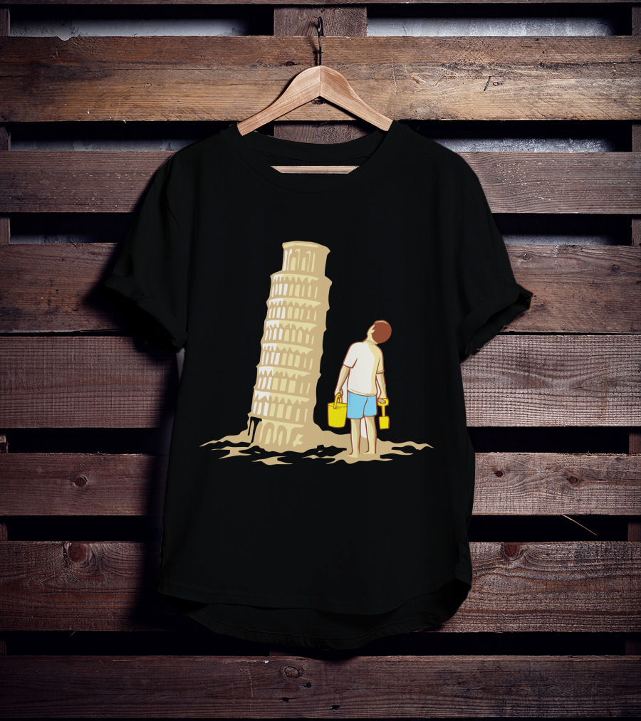 Sandcastle Builder Leaning Tower Of Pisa Summer Fun T-Shirt