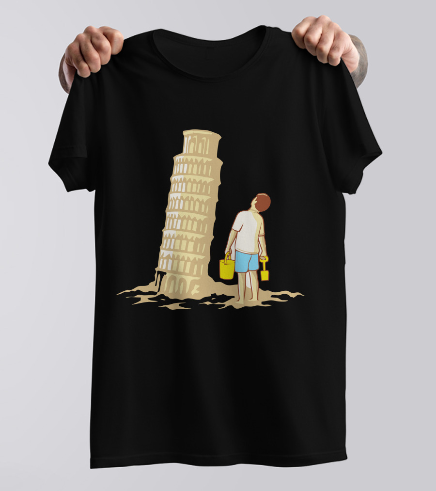 Sandcastle Builder Leaning Tower Of Pisa Summer Fun T-Shirt