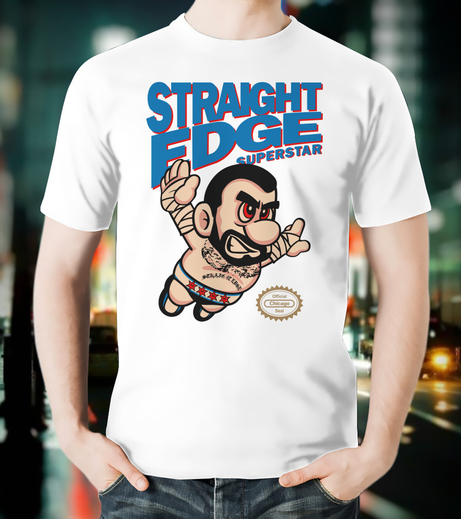 Straight Edge Superstar CM Punk Mario Official Chicago Seal T-Shirt