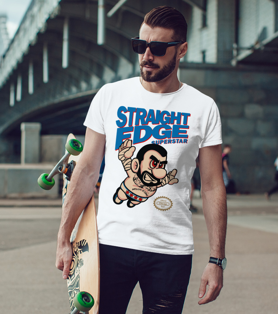 Straight Edge Superstar CM Punk Mario Official Chicago Seal T-Shirt