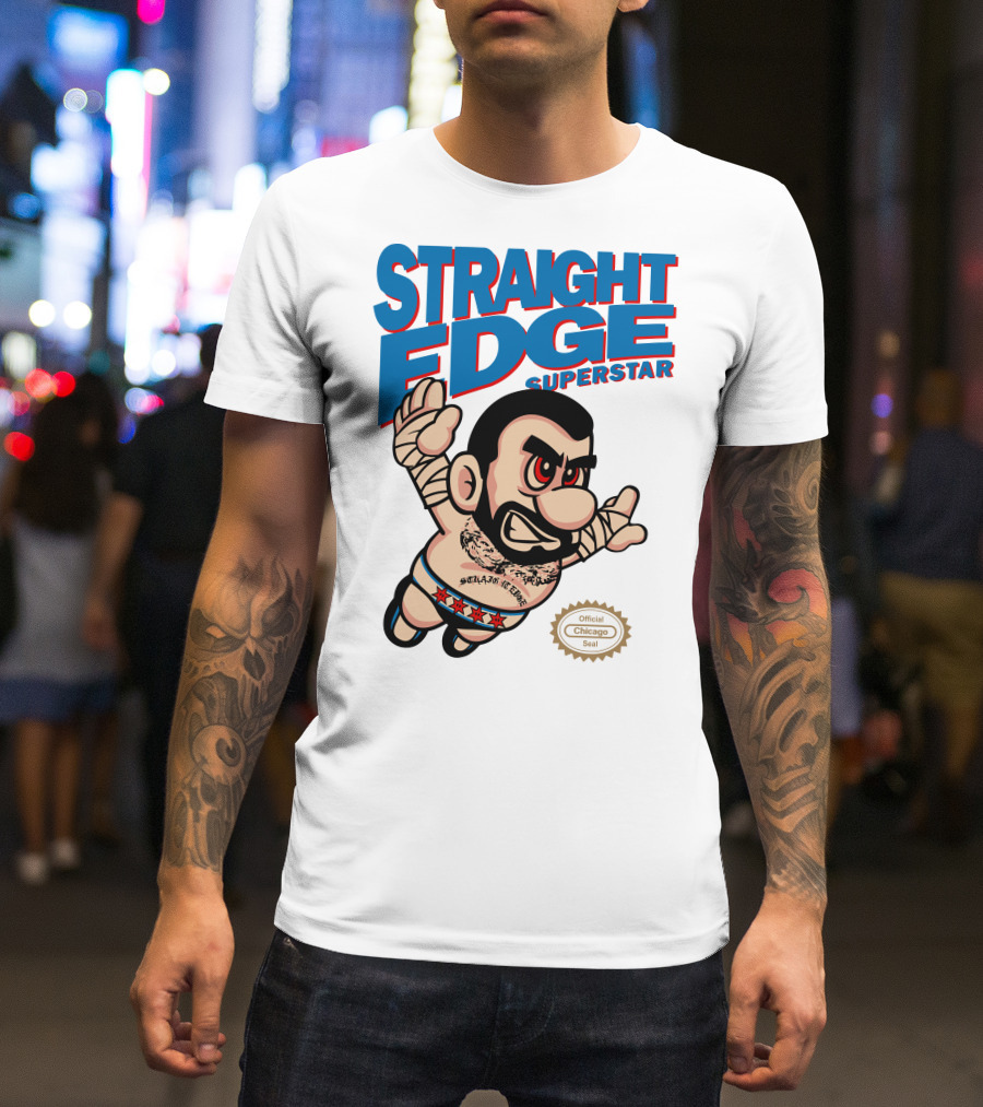 Straight Edge Superstar CM Punk Mario Official Chicago Seal T-Shirt