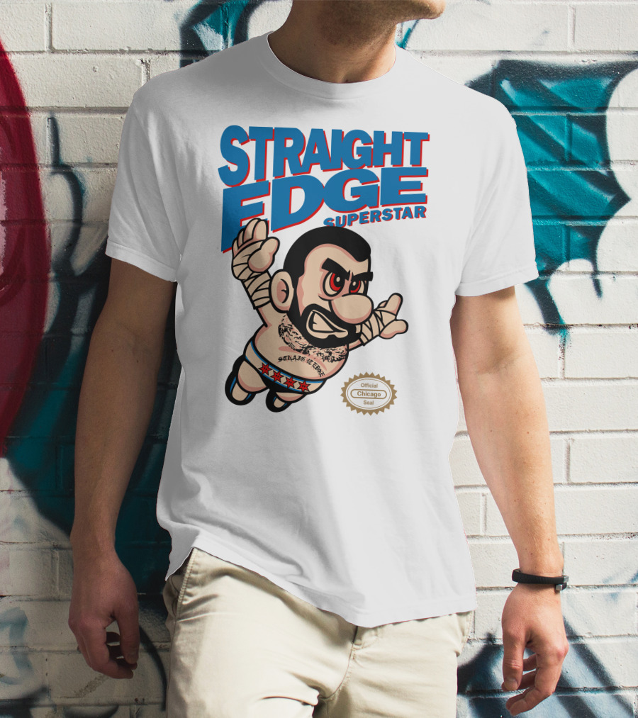 Straight Edge Superstar CM Punk Mario Official Chicago Seal T-Shirt