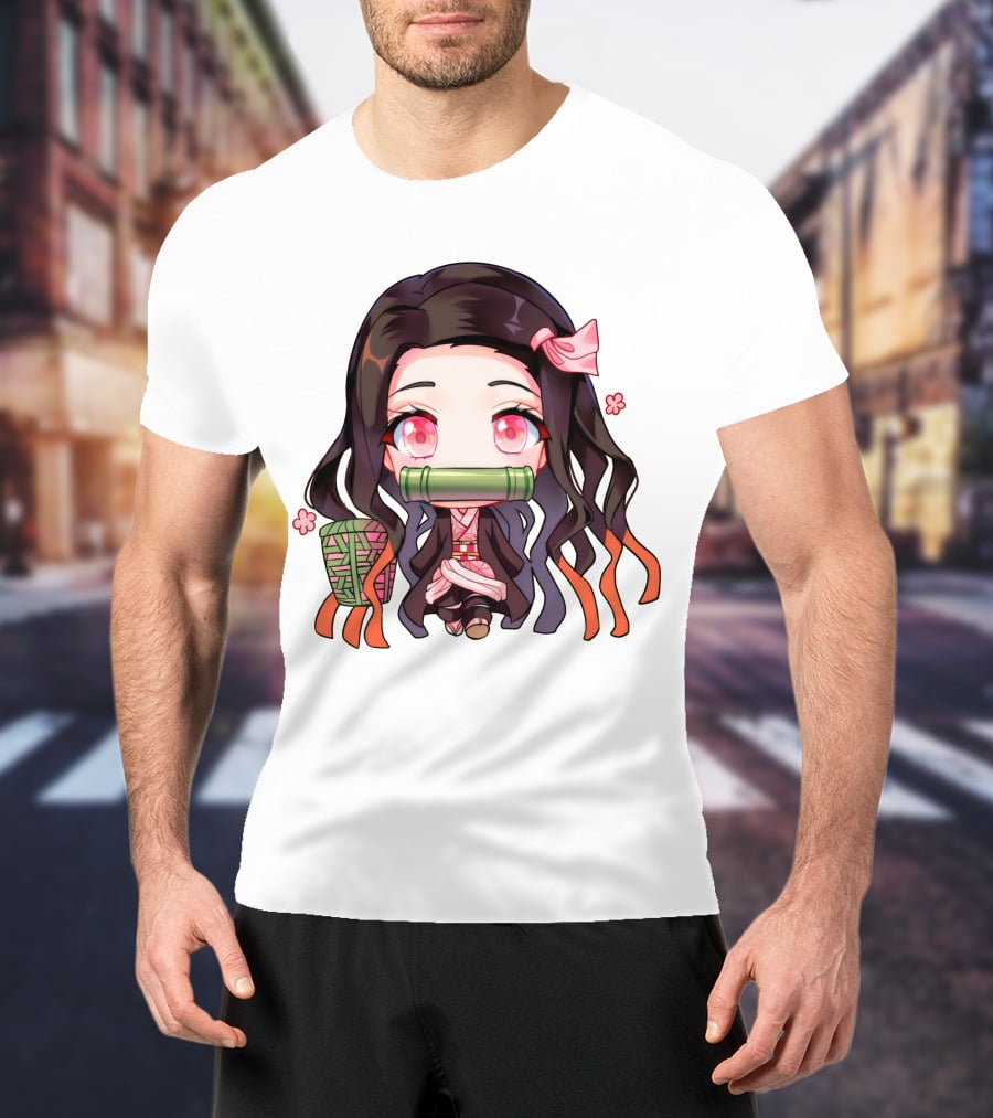 Nezuko Fanart Chibi Style Pink Aesthetic Character T-Shirt