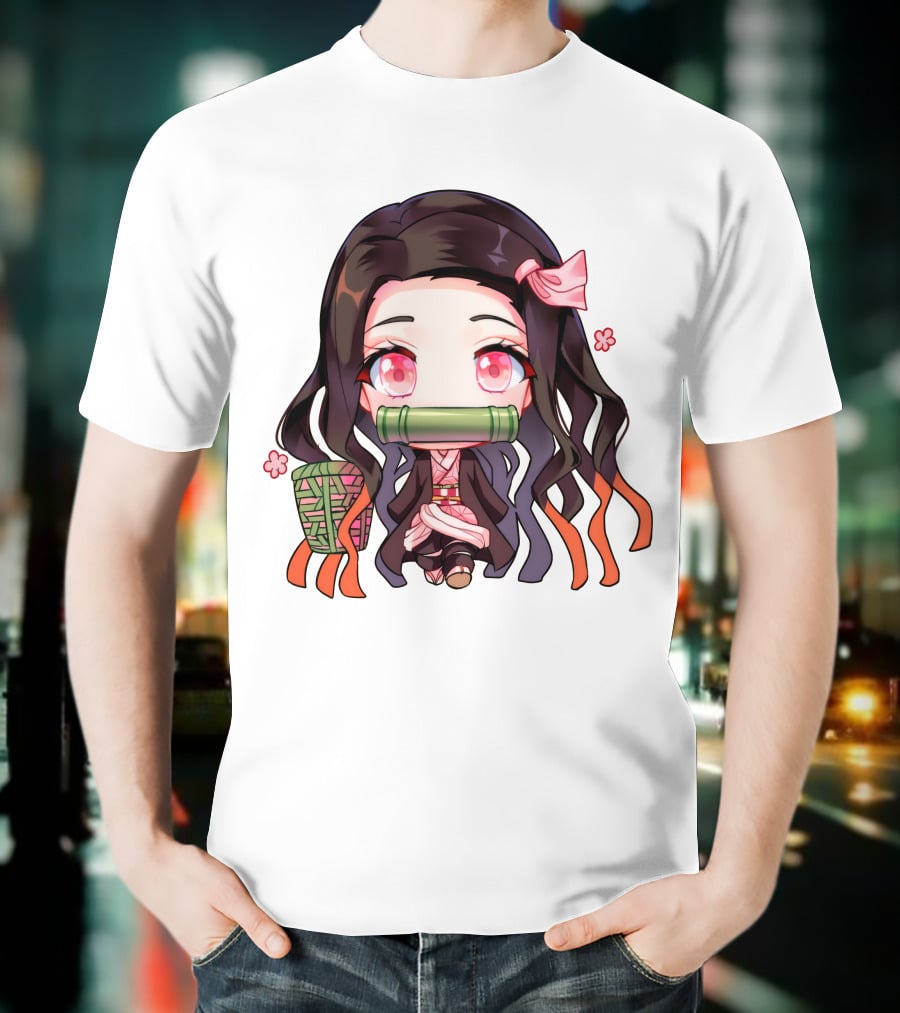 Nezuko Fanart Chibi Style Pink Aesthetic Character T-Shirt