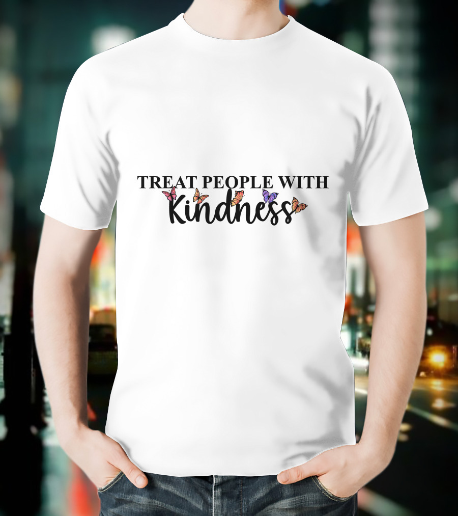Treat People With Kindness Colorful Butterflies T-Shirt