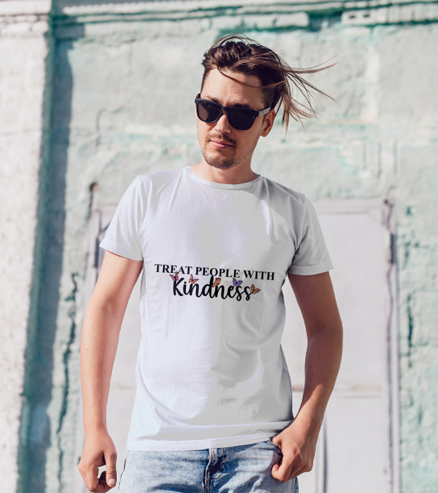 Treat People With Kindness Colorful Butterflies T-Shirt
