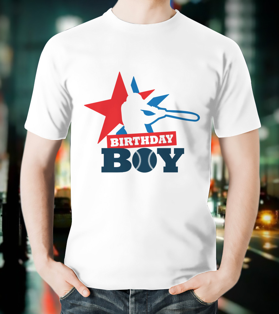 Birthday Boy Baseball Silhouette Star T-Shirt