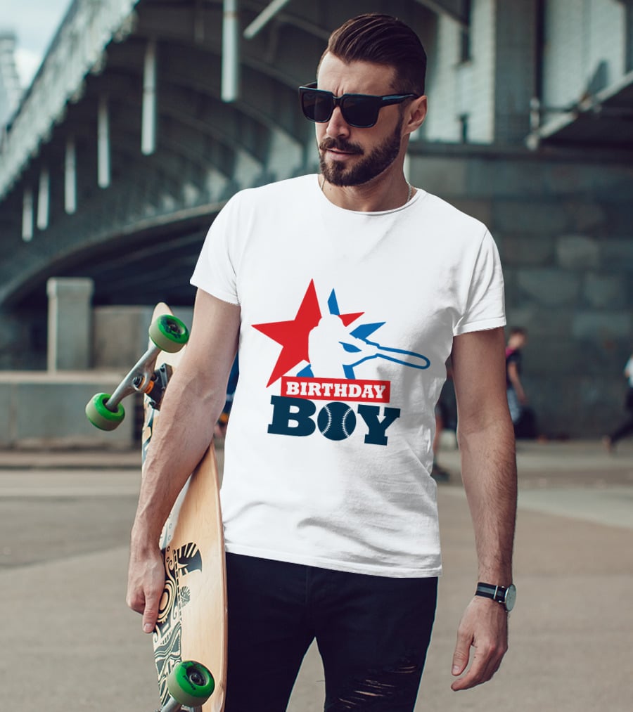 Birthday Boy Baseball Silhouette Star T-Shirt