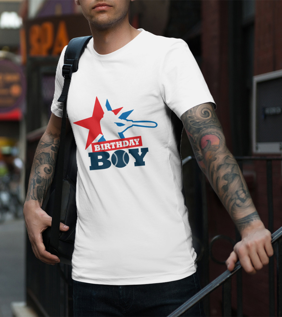 Birthday Boy Baseball Silhouette Star T-Shirt