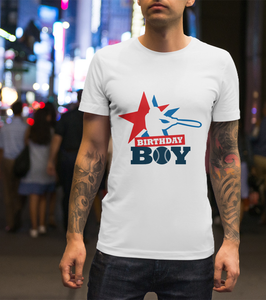 Birthday Boy Baseball Silhouette Star T-Shirt
