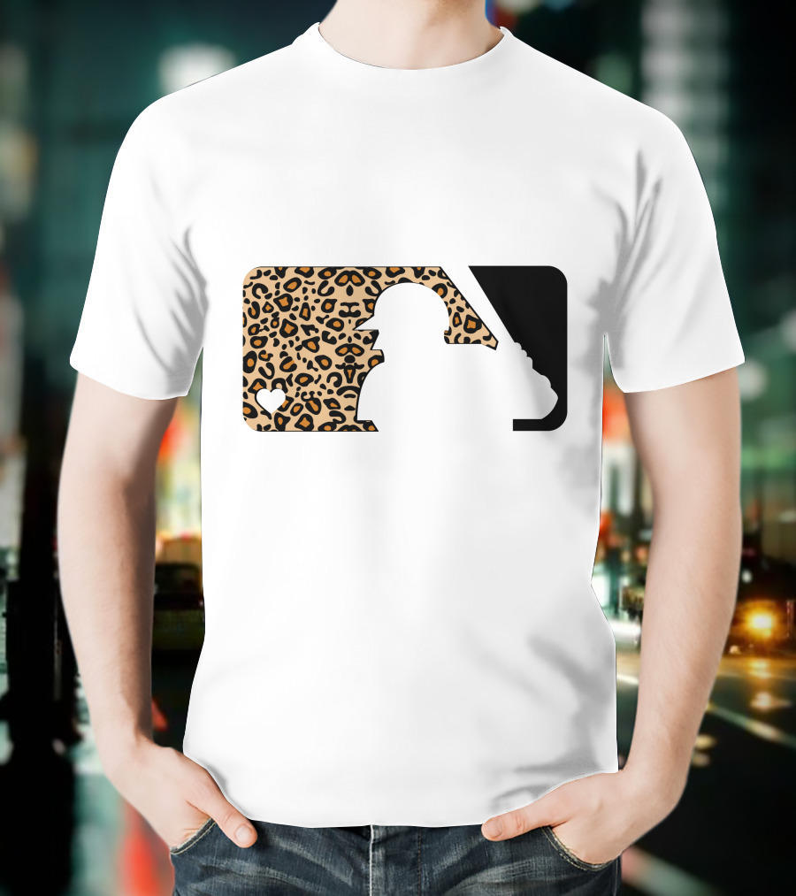 MLB Baseball Leopard Print Batter Silhouette Sublimated T-Shirt