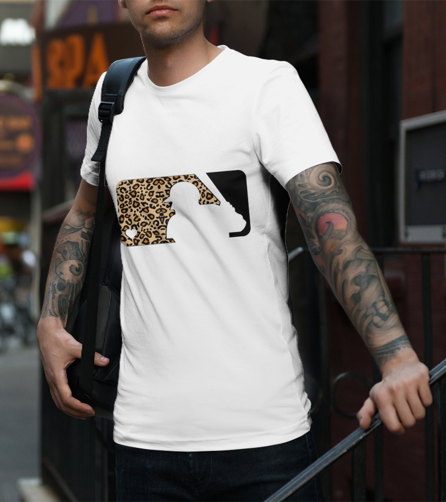 MLB Baseball Leopard Print Batter Silhouette Sublimated T-Shirt