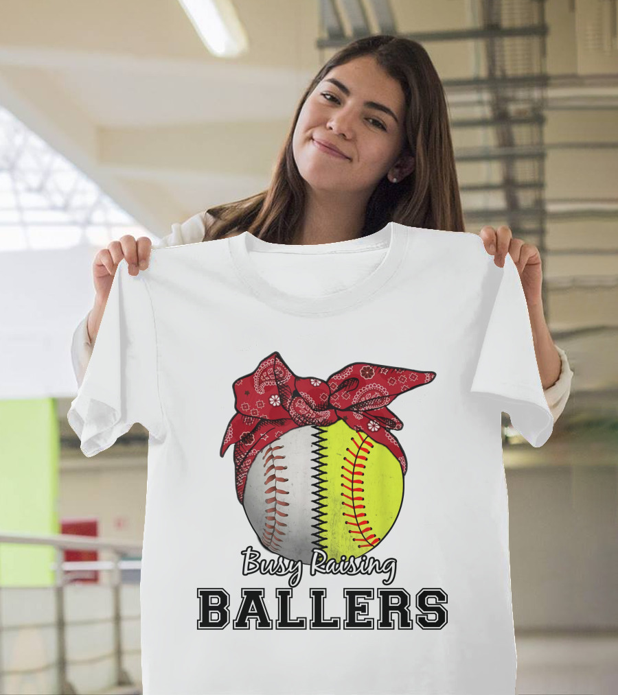 Busy Raising Baseball And Softball Ballers Bandana T-Shirt