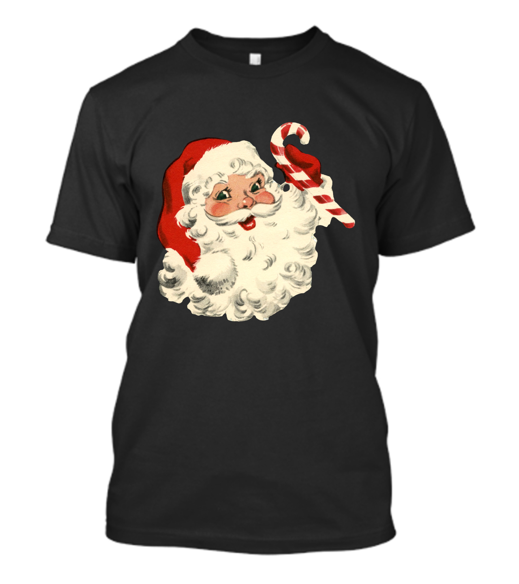 Retro Santa Claus Candy Cane Vintage Christmas T-Shirt