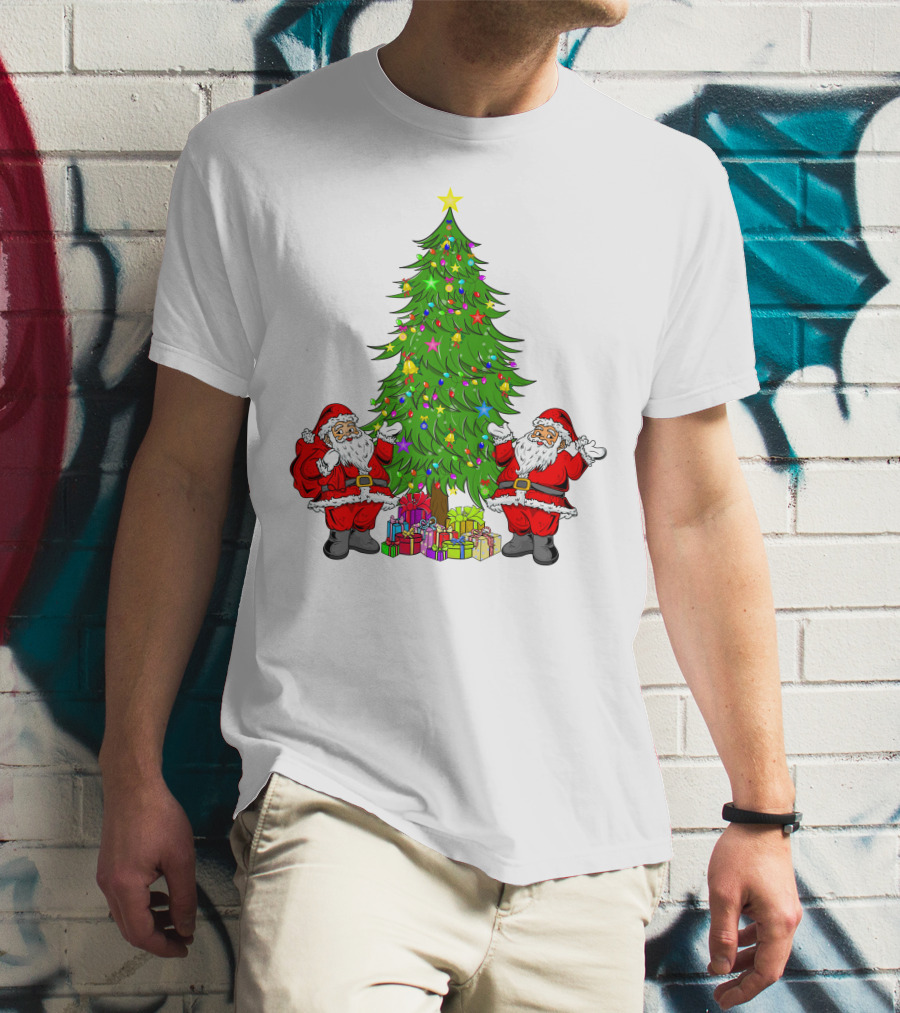 Christmas Tree Santa Claus Presents Holiday Decor T-Shirt
