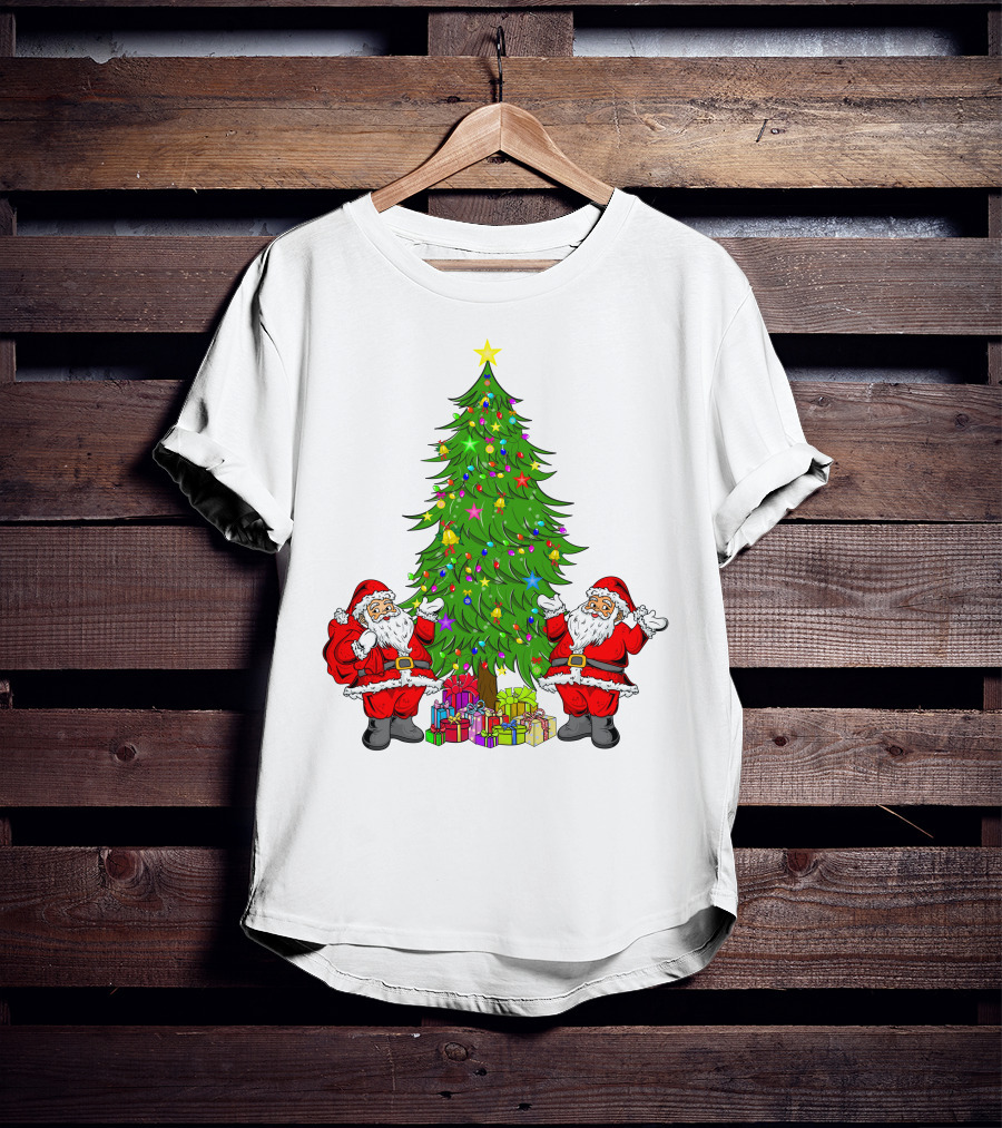 Christmas Tree Santa Claus Presents Holiday Decor T-Shirt