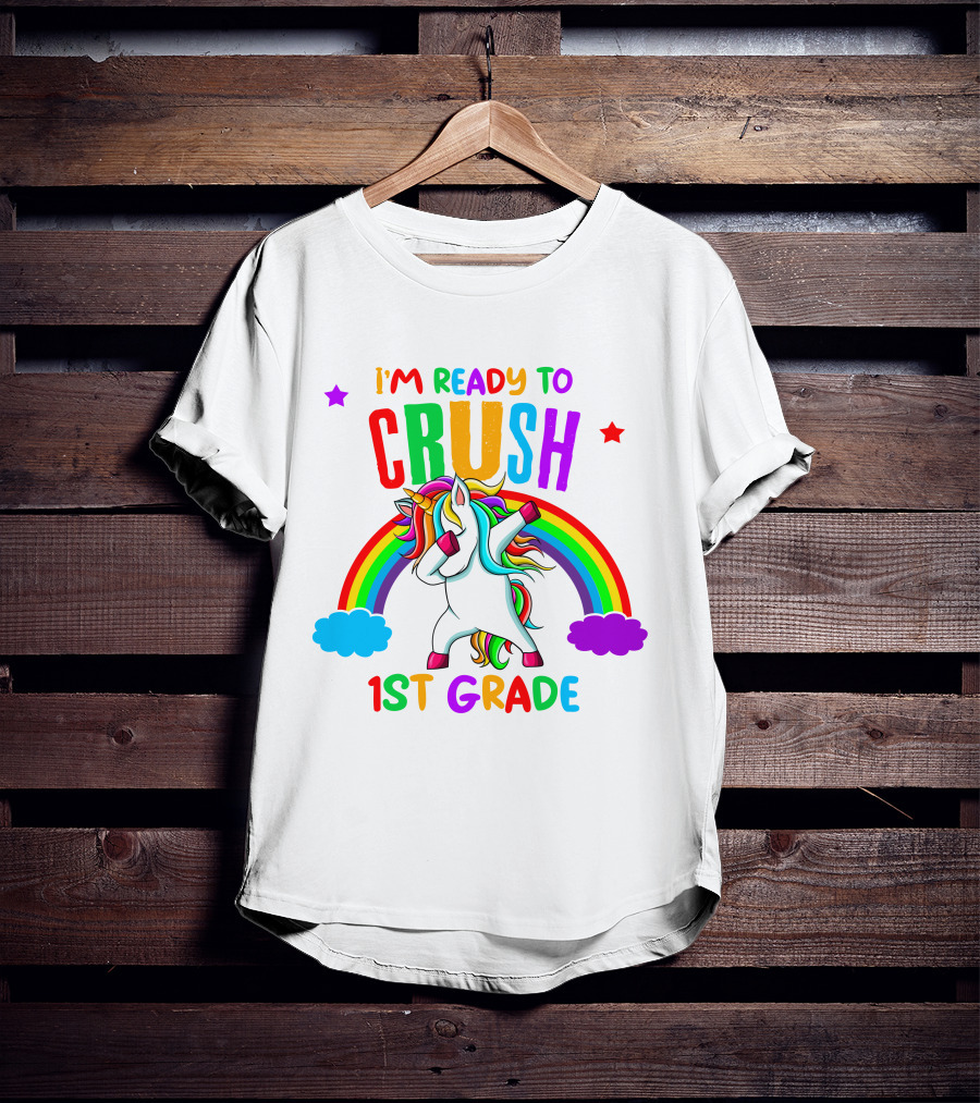 I'm Ready To Crush 1st Grade Rainbow Unicorn Dabbing T-Shirt