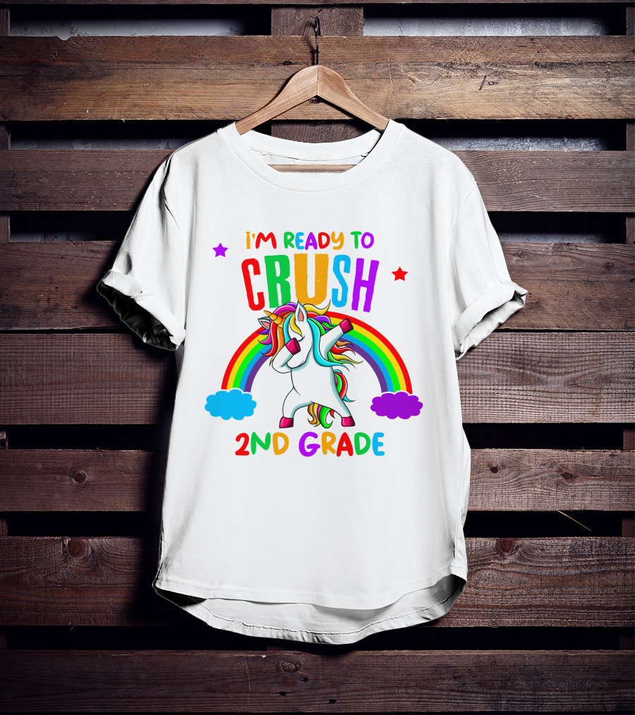 I'm Ready To Crush 2nd Grade With Dancing Unicorn And Rainbow T-Shirt