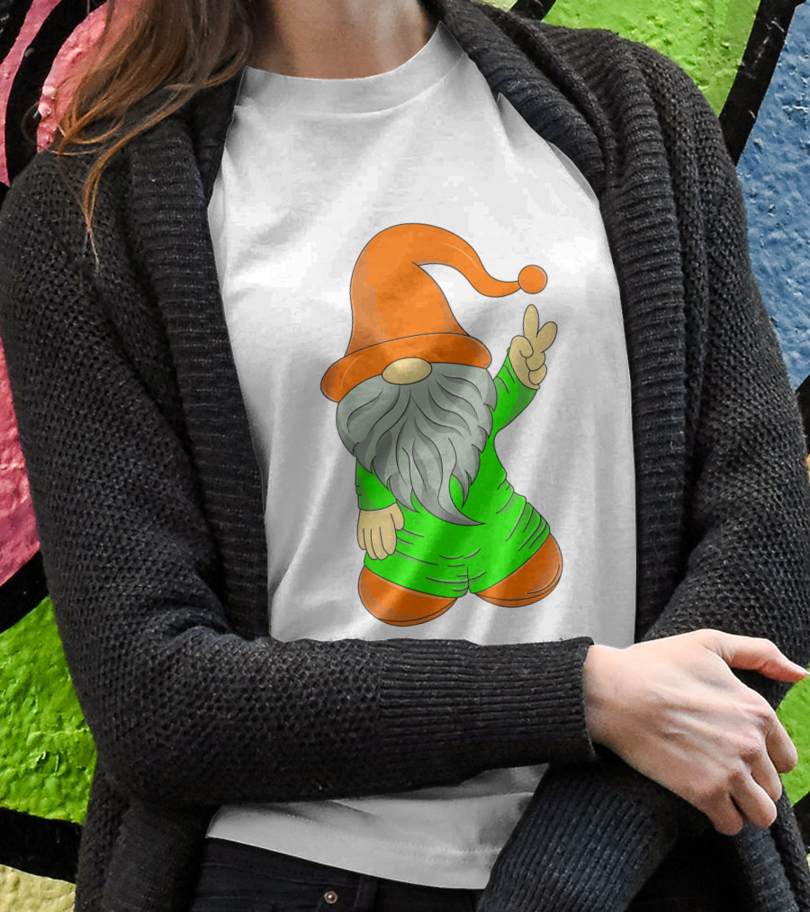 Cute Gnome Say Hi Peace Gesture T-Shirt