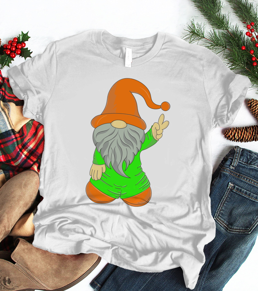 Cute Gnome Say Hi Peace Gesture T-Shirt