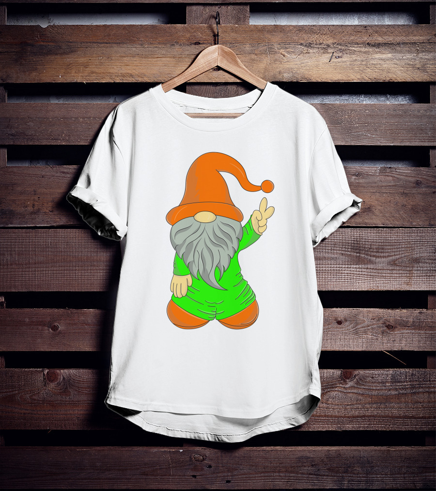 Cute Gnome Say Hi Peace Gesture T-Shirt